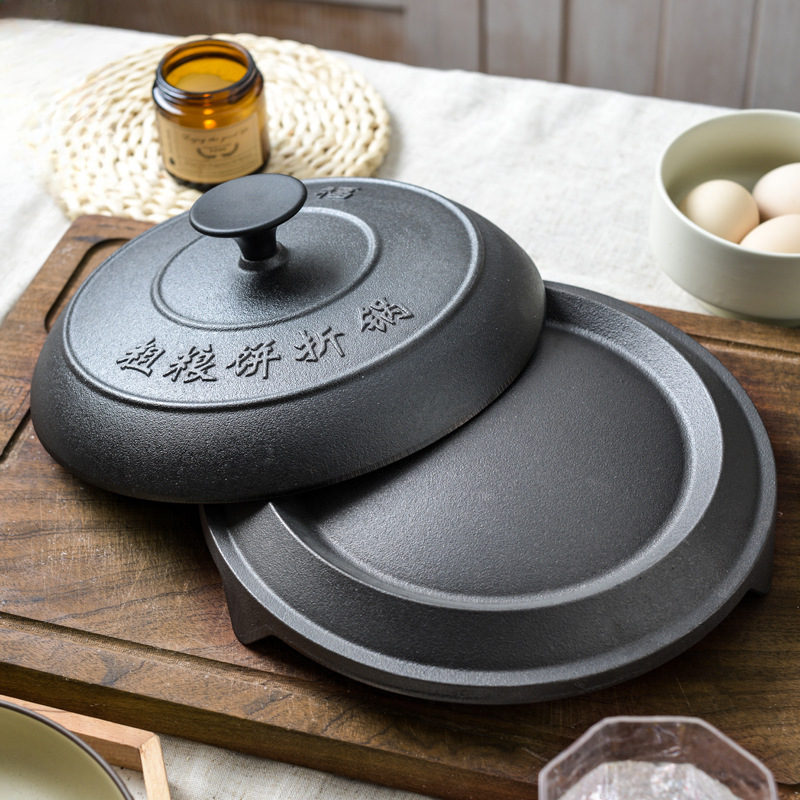 Crepe Maker Griddle - Chapa de ferro fundido autêntica resistente,