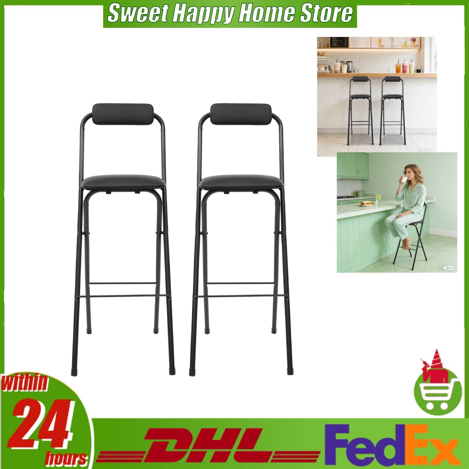 Commercial Kitchen Hardware - Conjunto de 2 Cadeiras de Bar