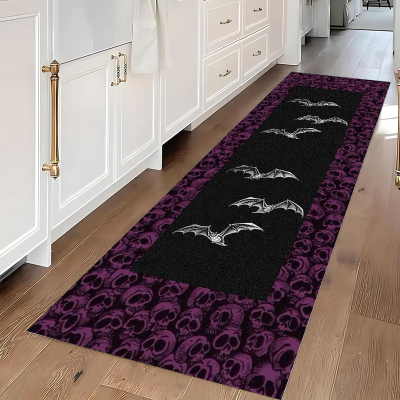 Commercial Kitchen Non Slip Flooring - Tapete Gótico Caveira e Morcego Antiderrapante