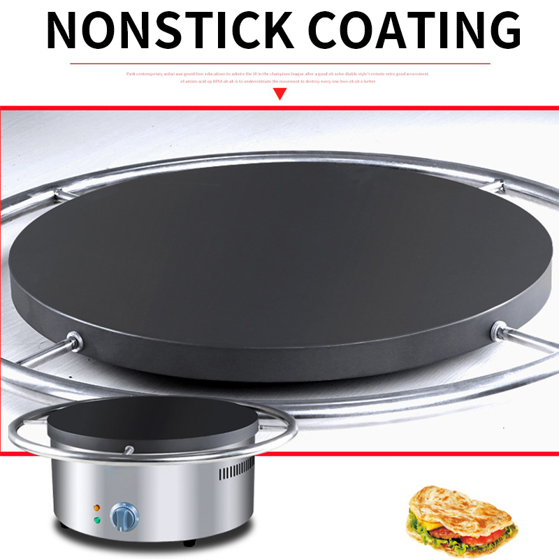 Crepe Maker Griddle - Chapa Elétrica Rotativa Manual para Panquecas,