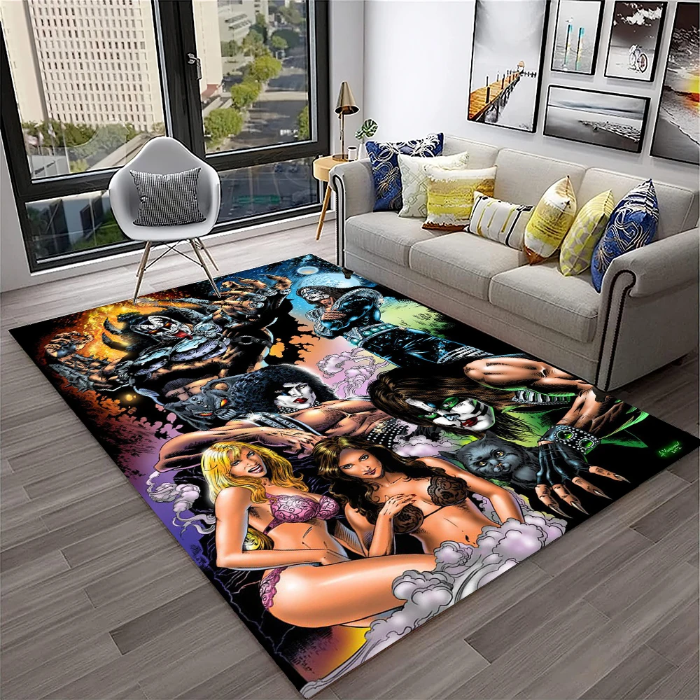 Retro beijo rock band tapete p - Commercial Kitchen Non Slip Flooring avaliação e preço
