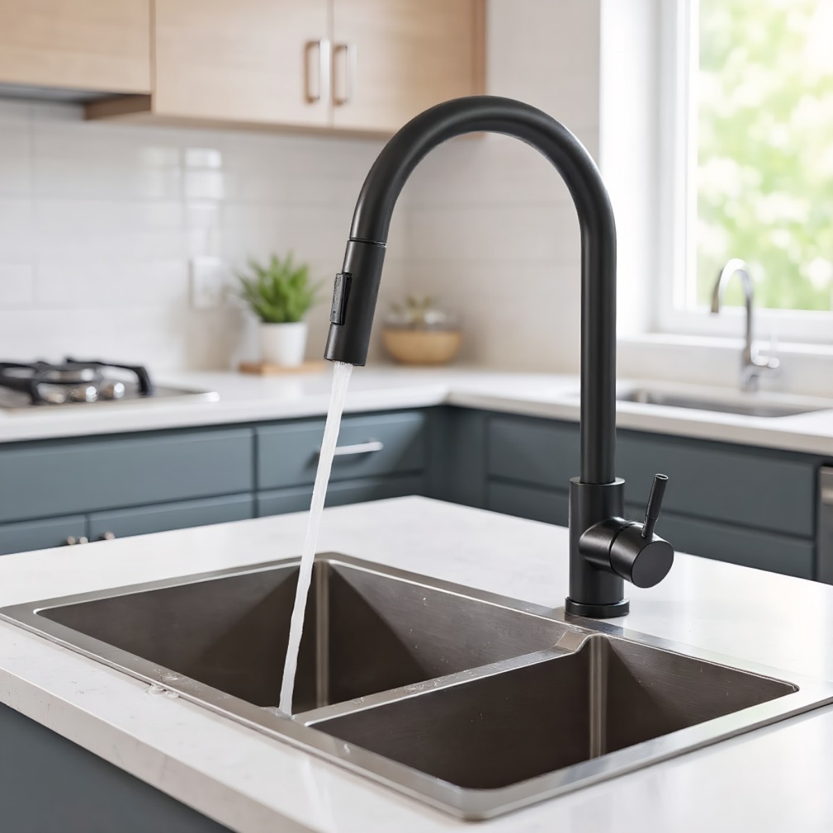 Torneira de Cozinha Preta com  - Commercial Kitchen Mixer Tap avaliação e preço